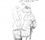 anthro bdsm bill_(hladilnik) black_and_white blindfold bondage bound bovid breasts caprine chair domestic_sheep duo english_text equid equine female furniture hi_res hladilnik jane_doe_(hladilnik) male mammal monochrome nipples nude sheep submissive submissive_male text zebra