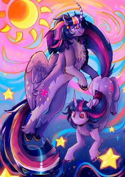 alternate_form chest_tuft duo female feral fetlocks hooves horn sun tuft wings ahorus friendship_is_magic hasbro my_little_pony mythology twilight_sparkle_(mlp) equid equine mammal mythological_creature mythological_equine winged_unicorn absurd_res hi_res