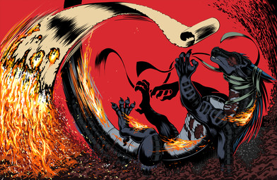 black_body feral fire male scroll solo alrd-a_little_red_dragon mythology wings_of_fire starflight_(wof) dragon mythological_creature mythological_scalie scalie hi_res