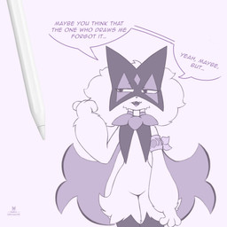 ambiguous_gender anthro breaking_the_fourth_wall choice_band dialogue fangs featureless_crotch fur gesture hair hand_gesture open_mouth pointing simple_background solo stylus teeth text tongue razgrizdl nintendo pokemon rose_(razgrizdl) felid feline generation_9_pokemon mammal meowscarada pokemon_(species) 1:1 2025 comic english_text hi_res monochrome signature female_(lore)