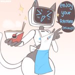 >_< anthro anthrofied apron apron_only blue_nipples blush breasts chopsticks clothing dialogue eyes_closed female food for_a_head machine nipples noodles ramen ramen_noodles screen screen_face small_breasts solo speech_bubble text waiter wide_hips sataenart carrefour pudu_robotics kerfus bellabot cat_robot domestic_cat felid feline felis mammal object_head robot robot_anthro screen_head 1:1 2024 absurd_res english_text hi_res