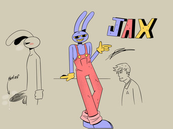 anthro blush bodily_fluids cartoon_gloves clothing erection genital_fluids genitals leaking_precum leaning leaning_backward male penis precum simple_background simple_coloring simple_eyes tan_background text vein veiny_penis yosoybonfie confinement_(series) glitch_productions the_amazing_digital_circus connor_cornwall jax_(tadc) human lagomorph leporid mammal rabbit 4:3 absurd_res english_text hi_res shaded simple_shading