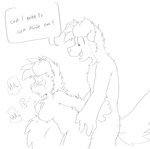 anthro bad_english big_breasts bouncing_breasts breasts breath duo female female_penetrated from_behind_position hand_on_butt looking_pleasured male male/female male_penetrating male_penetrating_female panting penetration question sex size_difference smaller_female speech_bubble standing_doggystyle taro_bubbletea housepets! peanut_butter_(housepets!) tarot_(housepets!) canid canine canis domestic_dog mammal absurd_res hi_res