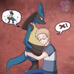 anthro black_body black_fur blue_body blue_fur duo female fur male pregnant pregnant_anthro pregnant_female tail emmapresents nintendo pokemon luca-chan canid canine generation_4_pokemon human lucario mammal pokemon_(species) 1:1 hi_res