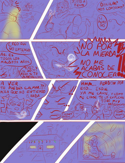 angry anthro barazoku beard body_hair cold dialogue facial_hair fur group horn male muscular muscular_anthro muscular_male outside park screaming snow snowing text trio zordykeaboo home_zomewhere_else duncan_(hze) zordy canid canine canis domestic_dog felid feline hybrid lion mammal pantherine comic monochrome spanish_text translation_check