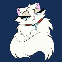 blue_eyes collar female feral fur half-closed_eyes narrowed_eyes red_collar simple_background solo transparent_background white_body white_fur wispyvixen domestic_cat felid feline felis mammal 1:1 2023 alpha_channel full-length_portrait hi_res portrait