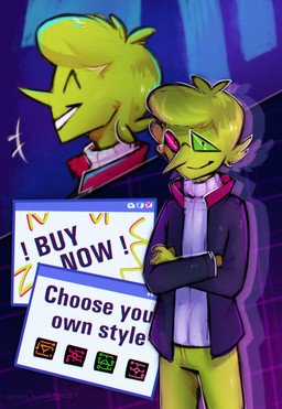 anthro clothing eyewear glasses green_body multicolored_eyewear multicolored_glasses simple_background simple_eyes smile sweater text text_box topwear two_tone_eyewear two_tone_glasses wearing_glasses white_clothing white_sweater white_topwear lonerdemiurge artfight deltarune undertale_(series) fan_character addison_(deltarune) absurd_res english_text hi_res sketch_page