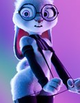 3d_(artwork) anthro armwear black_lipstick breasts buckteeth clothed clothing digital_media_(artwork) disney erect_nipples eyewear facial_piercing female glasses heart_pubes hi_res judy_hopps lagomorph legwear leporid lingerie lipstick makeup mammal nipples nose_piercing nose_ring partially_clothed piercing pochemu pubes purple_eyes rabbit ring_piercing round_glasses scut_tail septum_piercing septum_ring short_tail simple_background small_breasts solo tail teeth thick_thighs thigh_highs zootopia