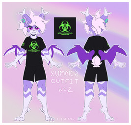 anthro black_clothing black_shirt black_topwear border bottomwear clothed clothing ear_piercing feet fur hair male membrane_(anatomy) membranous_wings piercing purple_body purple_eyes purple_fur shirt shorts solo symbol t-shirt tail text toes topwear white_body white_border white_hair wings flightov midnight_flight_(character) bat mammal absurd_res english_text hi_res model_sheet