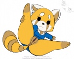 :3 anthro anus beady_eyes butt clothing eyelashes female genitals presenting pussy solo third-party_edit zokva aggretsuko sanrio retsuko ailurid mammal red_panda colored