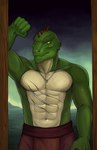 abs anthro biceps male muscular muscular_anthro muscular_male pecs pupils scales scar slit_pupils solo spikes spikes_(anatomy) fletcher236 gorn_(species) lizard reptile scalie hi_res