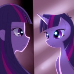 altered_reflection alternate_form alternate_species dual_persona duality female feral fur hair horn humanized mirror multicolored_hair pink_hair purple_body purple_eyes purple_fur purple_hair purple_skin reflection solo split_screen square_crossover two_tone_hair silberhoernchen equestria_girls friendship_is_magic hasbro my_little_pony mythology twilight_sparkle_(eg) twilight_sparkle_(mlp) equid equine human humanoid mammal mythological_creature mythological_equine unicorn 1:1 bust_portrait digital_media_(artwork) hi_res portrait