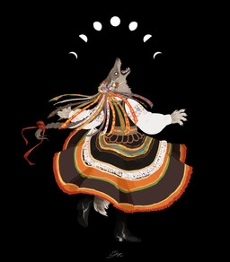 accessory anthro black_background black_boots black_clothing black_footwear blouse boots clothed clothing dress embroidered_clothing female flower flower_in_hair folk_clothes footwear fully_clothed fur grey_body grey_fur hair hair_accessory hair_ribbon looking_up moon moon_phases multicolored_clothing open_mouth plant poland ribbons sharp_teeth shoes simple_background solo teeth topwear wearing_boots white_eyes cloudya mythology canid canine mammal mythological_canine mythological_creature werecanid werecanine werecreature werewolf english_description hi_res signature