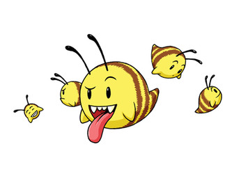 ambiguous_gender antennae_(anatomy) fangs flying group humor pun simple_background smile stripes teeth tongue plufim mario_bros nintendo arthropod bee boo_(mario) ghost hybrid hymenopteran insect spirit low_res