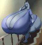 anthro big_breasts big_butt blues64 blush boss_monster_(undertale) bovid breasts butt caprine cellphone cleavage clothed clothing digital_media_(artwork) electronics female floppy_ears goat hi_res holding_cellphone holding_object holding_phone horn huge_breasts huge_butt hyper hyper_breasts hyper_butt mammal marauder6272 one_eye_closed open_mouth phone red_eyes shirt solo stairs topwear toriel undertale undertale_(series) white_body