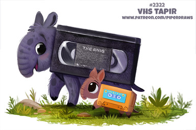 age_difference ambiguous_gender audio_cassette black_eyes brown_body brown_fur cassette_tape duo feral fur grass grey_body grey_fur humor open_mouth plant pun rock simple_background text video_cassette visual_pun white_background young young_ambiguous young_feral piper_thibodeau the_ring animate_inanimate mammal tapir digital_media_(artwork) digital_painting_(artwork) english_text painting_(artwork) url