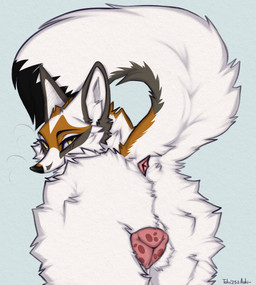 anatomically_correct anatomically_correct_anus anatomically_correct_feral anatomically_correct_genitalia anatomically_correct_vulva animal_genitalia animal_vulva anus black_body black_eyebrows black_fur black_nose black_tail_tip bodily_fluids brown_body brown_ear_tips brown_ears brown_face brown_fur brown_head brown_snout brown_tail butt butt_shot canine_genitalia canine_vulva dark_spots dipstick_ears dipstick_tail ear_markings eyebrows eyelashes facial_markings female feral fur genital_fluids genital_markings genitals head_markings inner_ear_fluff iris looking_at_viewer looking_away markings multicolored_body multicolored_ears multicolored_face multicolored_fur multicolored_head multicolored_neck multicolored_snout multicolored_tail orange_body orange_face orange_fur orange_head orange_neck orange_snout orange_tail perineum pink_anus pink_vulva pointy_ears presenting presenting_anus presenting_hindquarters presenting_vulva prick_ears pupils raised_tail rear_view simple_background snout snout_markings solo spots spotted_body spotted_genitalia spotted_skin spotted_vulva tail tail_anus tail_aside tail_markings text tuft vaginal_fluid_string vaginal_fluids vaginal_fluids_on_leg vaginal_fluids_on_vulva vulva vulva_markings whiskers white_background white_body white_butt white_ears white_face white_fur white_head white_inner_ear white_inner_ear_fluff white_legs white_neck white_perineum white_snout white_tail yellow_eyes a.o.kigahara_(artist) taka_(artist) canid canine canis fox hybrid mammal wolf 2025 absurd_res artist_collaboration artist_name detailed digital_drawing_(artwork) digital_media_(artwork) hi_res shaded signature