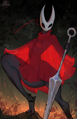 2_toes anthro black_body breasts cloak clothing feet female glowing glowing_eyes holding_melee_weapon holding_object holding_weapon horn melee_weapon non-mammal_breasts red_cloak red_clothing red_eyes slim_anthro slim_female small_breasts solo text thick_thighs toes translucent translucent_clothing weapon maewix hollow_knight_(franchise) team_cherry hornet_(hollow_knight) arthropod insect 2025 absurd_res hi_res url