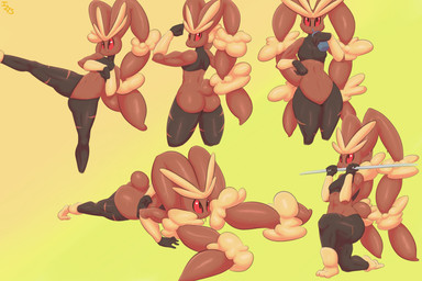 action_pose anthro breasts butt clothing drinking exercise female flexing kick legwear long_ears looking_back muscular muscular_anthro muscular_female pantyhose pose push-up rear_view red_eyes simple_background smile solo thigh_highs immortalstar nintendo pokemon generation_6_pokemon lagomorph mammal mega_evolution mega_lopunny pokemon_(species) 3:2 hi_res