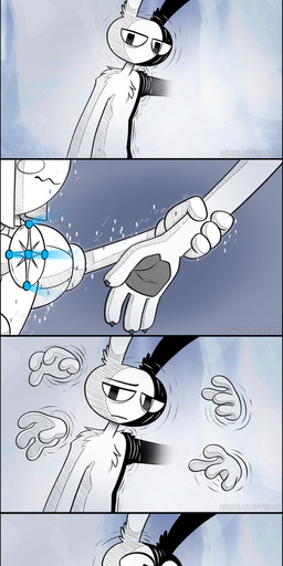 anthro clothed clothing dialogue featureless_chest female holding_arm male sad speech_bubble standing text topless upset yelling absolutedream glitch_productions the_amazing_digital_circus jax_(tadc) pomni_(tadc) human lagomorph leporid mammal rabbit absurd_res comic english_text hi_res long_image tall_image