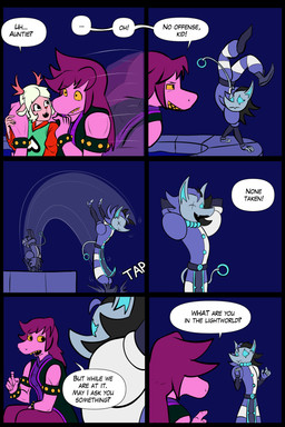 anthro dialogue female group speech_bubble text trio arcatech deltarune undertale_(series) krampus_(arcatech) susie_(deltarune) synthesis_(arcatech) deer domestic_cat felid feline felis lizard mammal reptile scalie 2:3 comic english_text hi_res