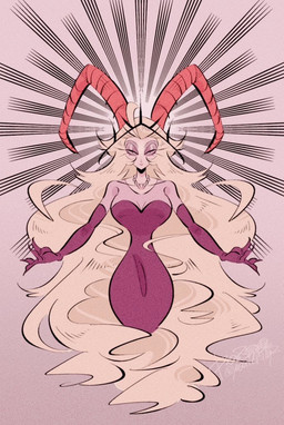big_breasts breasts cleavage clothed clothing hair horn long_hair not_furry yasutak1192 hazbin_hotel hellaverse lilith_magne_(hazbin_hotel) demon demon_humanoid horned_humanoid humanoid