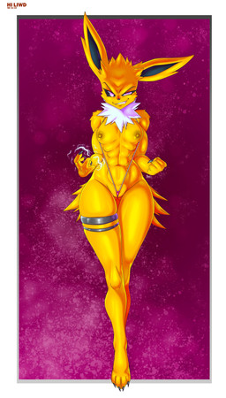 abs anthro areola bikini black_nails black_sclera border breasts camel_toe clothing colored_nails electrogenesis eyelashes feet female female_anthro front_view fur genitals looking_at_viewer micro_bikini muscular muscular_female nails navel neck_tuft nipples one-piece_swimsuit pokemorph pussy_floss sling_bikini small_breasts smile solo swimwear thick_thighs thigh_gap tuft two-piece_swimsuit vulva white_body white_border white_eyes white_fur wide_hips yellow_areola yellow_body yellow_fur yellow_nipples hiliwd nintendo pokemon eeveelution generation_1_pokemon jolteon pokemon_(species) absurd_res hi_res