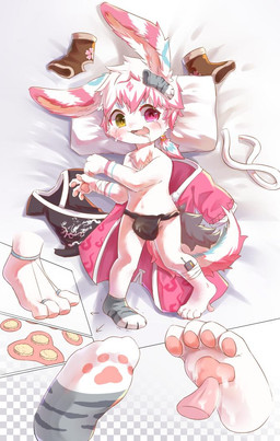 4_fingers 4_toes accessory anthro asian_clothing bandage bangs bedding bedding_background black_bottomwear black_clothing black_fundoshi black_underwear blue_body blue_eyebrows blue_fur blue_markings blue_tail bodily_fluids bottomwear brush brushing_feet checkered checkered_background cherry_blossom cherry_blossom_print close-up clothed clothing controller countershade_fur countershading crying_laughing cum cum_in_clothing cum_in_underwear cum_stain cum_through_clothing cum_through_underwear cute_fangs directional_arrow discarded_clothing discarded_footwear discarded_headwear discarded_legwear discarded_sock drool_on_feet drooling east_asian_clothing ejaculation emanata eyebrows fangs feet fingers flower foot_fetish foot_focus foot_lick foot_play footwear fundoshi fur fur_markings genital_fluids grey_tail hair headband heterochromia highlights_(coloring) inner_ear_fluff japanese_clothing kimono laugh legwear licking long_ears looking_at_viewer lying male markings motion_lines multicolored_body multicolored_ears multicolored_fur multicolored_tail navel neck_tuft on_back one_sock one_sock_on open_mouth pattern_background pattern_clothing pattern_legwear paw_pattern paw_socks pawpads paws pillow pink_body pink_clothing pink_eyes pink_fur pink_highlights pink_kimono pink_markings pink_pawpads pink_tail plant ponytail prunus_(flower) rabbit_ears remote_control robe saliva shadow simple_background socks solo spread_legs spreading squirming tail tears teeth tickle_fetish tickle_torture tickling tickling_feet tickling_machine toe_bondage toe_restraints toeless_footwear toeless_legwear toes tongue topless topless_anthro topless_male tuft underwear wet wet_clothing wet_underwear white_background white_bedding white_body white_fur white_pillow white_tail yellow_eyes young young_anthro young_male emolga_1 lagomorph leporid mammal rabbit