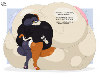 annoyed anthro areola beanie belly big_belly big_breasts big_nipples black_nose breasts brown_body brown_fur brown_tail_tip calico_pattern clothed clothing dipstick_tail female fetal_movement fur grey_body grey_fur hat headgear headwear hoodie huge_belly huge_breasts huge_nipples hyper hyper_belly hyper_breasts hyper_nipples hyper_pregnancy looking_at_viewer looking_back looking_back_at_viewer markings nipples not_loving_pregnancy pantsless_anthro pantsless_female pawpads pink_areola pink_nipples pink_pawpads pregnant pregnant_anthro pregnant_female raised_clothing raised_hoodie raised_topwear resting_on_belly solo tail tail_markings text thin_tail topwear underwear white_body white_fur white_tail yellow_eyes guzzlord420 epic_games fortnite meow_skulls calico_cat domestic_cat felid feline felis mammal 2025 digital_drawing_(artwork) digital_media_(artwork) english_description english_text hi_res