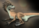 ambiguous_gender animal_genitalia cloaca digital_media_(artwork) dinosaur dromaeosaurid feral genitals lightningstorm5 looking_at_viewer pubic_boot reptile scalie shaded side_view simple_background sitting solo tail terraraptor theropod third-party_edit velociraptor