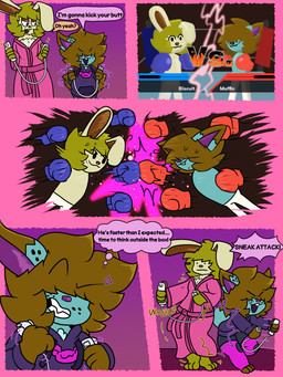 black_spots blue_body blue_fur bottomwear boxing boxing_gloves brown_body brown_fur clothing controller dialogue fur game_controller hair hair_over_eye handwear hip_check legwear nintendo_controller robe shorts sport spots sweatshirt text thigh_highs wii_nunchuk wii_remote yellow_body yellow_fur chibitay nintendo wii biscuit_(chibitay) muffin_(chibitay) domestic_cat felid feline felis hybrid lagomorph leporid mammal mii rabbit translop translynx 3:4 absurd_res comic english_text hi_res father_(lore) father_and_child_(lore) father_and_son_(lore) parent_(lore) parent_and_child_(lore) parent_and_son_(lore) son_(lore)