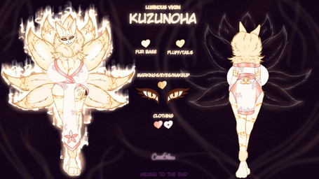 3_toes 9_tails anthro arm_markings arm_tuft asian_clothing aura back_markings big_breasts breasts bright_light cheek_tuft cleavage clothed clothing cosmic_background ear_markings east_asian_clothing eyelashes facial_markings facial_tuft feet female flower fluffy fluffy_tail front_view fur fur_collar glowing gold_eyeshadow golden_markings head_markings huge_breasts japanese_clothing kimono leg_markings light long_eyelashes looking_at_viewer markings multi_tail neck_tuft off_shoulder pattern_clothing pink_clothing plant plantigrade rear_view robe shoulder_tuft sleeves smile smirk solo space space_background tabard tail tail_markings tan_body tan_fur text thigh_markings toes tuft white_clothing yellow_eyes cereshinu kuzunoha_(cereshinu) animal_humanoid canid canid_humanoid canine canine_humanoid fox fox_humanoid fox_spirit humanoid mammal mammal_humanoid 16:9 4k absurd_res hi_res model_sheet signature widescreen