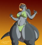 anthro bikini breasts clothing female hi_res lizard reptile scalie solo swimwear xxsparcoxx