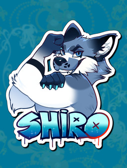 anthro arm_markings arm_tuft black_ears black_markings black_nose blue_claws blue_eyes cheek_tuft claws elbow_tuft facial_tuft finger_claws fur grey_body grey_fur grin inner_ear_fluff looking_at_viewer male markings neck_tuft outline pattern_background shoulder_tuft simple_background smile solo teeth tuft unsigned white_body white_fur white_inner_ear_fluff white_outline famir shiro_(shireaux) canid mammal bust_portrait hi_res portrait