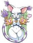 2018 4_fingers accessory anthro areola bandai_namco bell bell_collar big_breasts big_ears blue_eyes border breasts claws clothing collar collar_only digimon digimon_(species) ear_tuft eyebrows eyelashes fangs felid female fingers fur furgonomics gatomon genitals gloves green_background handwear heart_symbol hi_res inverted_nipples jewelry long_tail looking_at_viewer mammal mostly_nude multicolored_body multicolored_fur multicolored_tail navel nipples nude one_eye_closed open_mouth open_smile pawpads pink_areola pink_nipples pink_pawpads purple_body purple_fur purple_tail pussy ring signature simple_background smile solo suntrots tail tail_accessory tail_jewelry tail_ring tail_tuft teeth thick_thighs thigh_gap tongue tuft two_tone_tail whiskers white_body white_border white_fur white_tail wide_hips wink