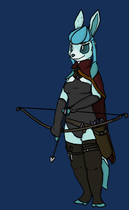 anthro arrow_(weapon) blue_body blue_eyes blue_fur blue_nose bow_(weapon) breasts cape clothing dagger female fur gem_necklace knife melee_weapon quiver_(object) ranged_weapon simple_background solo teal_body teal_fur transparent_background weapon white_body white_fur rustbuuket nintendo pokemon eeveelution generation_4_pokemon glaceon pokemon_(species) 2024 absurd_res alpha_channel hi_res