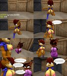 anthro big_breasts black_hair blue_eyes breasts brown_body clothed clothing dress duo female female/female genitals green_eyes hair huge_breasts nipples pink_clothing pink_dress pussy red_hair text thick_thighs topwear vest wide_hips kennythebobcat archie_comics sega sonic_the_hedgehog_(archie) sonic_the_hedgehog_(comics) sonic_the_hedgehog_(series) nicole_the_lynx sally_acorn chipmunk felid feline ground_squirrel lynx mammal rodent sciurid 3d_(artwork) comic digital_media_(artwork) english_text