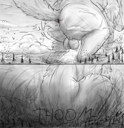 anal_wink anus balls big_butt butt butt_jiggle campfire camping cloud debris destruction evergreen_tree feral fluffy fluffy_tail flying forest forest_background genitals group jiggling landscape landscape_dwarfing log looking_away looming low-angle_view macro male mountain nature nature_background onomatopoeia pine_tree plant raining rear_view sitting sky skyscape solo sound_effects steam storm tail text thick_thighs tree wind wobble wood worm's-eye_view yubirb canid canine canis human hybrid mammal wolfdog absurd_res comic hi_res