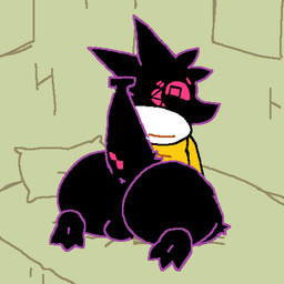 3_toes ambiguous_gender anthro big_butt big_tail black_body black_fur blinking bottomless bouncing bouncing_butt butt clothed clothing fangs feet fur glowing glowing_eyes glowing_teeth hoodie hoodie_only inviting inviting_to_anal null null_bulge pantsless pantsless_anthro presenting presenting_hindquarters shadow_face sharp_teeth shirt shirt_only simple_background smug smug_grin solo tail tail_motion tailwag teeth toes topwear topwear_only yellow_clothing yellow_hoodie yellow_shirt yellow_topwear pawplants veecee void_fluff 1:1 animated