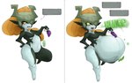 belly big_belly breasts burping female hair headgear looking_at_viewer orange_hair overweight red_eyes simple_background solo talking_to_viewer text weight_gain white_background yellow_sclera grindavikbydaylight nightmarebros nintendo the_legend_of_zelda twilight_princess midna humanoid imp twili 2021 hi_res