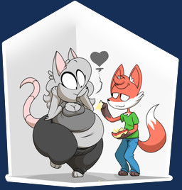 anthro belly big_belly bottom_heavy breasts cleavage clothed clothing duo exposed_belly eye_through_hair feederism feeding female female_anthro food hair heart_symbol holding_food holding_object huge_hips huge_thighs interspecies male male/female male_anthro medium_breasts nachos navel overweight overweight_anthro overweight_female pear-shaped_figure simple_background thick_thighs translucent translucent_hair transparent_background weight_difference weight_gain wide_hips maddeku elisa_(maddeku) rigel_(joeman87766) canid canine fancy_rat fox mammal murid murine rat rodent 2017 alpha_channel digital_media_(artwork) hi_res