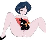 anus blue_hair duo erection female genitals hair kerchief male male/female pussy short_hair spread_legs spreading yellow_kerchief channeldulce ranma_1/2 akane_tendo p-chan domestic_pig human mammal suid suina sus_(pig)