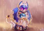 ambiguous_gender big_eyes biped chibi daww duo feral front_view happy looking_at_another looking_down looking_up lying male mane membrane_(anatomy) membranous_wings on_front on_top open_mouth open_smile paws protecting raining reflection shadow simple_background smile snout spread_wings text water wings royalnoir nintendo pokemon bat felid generation_7_pokemon legendary_pokemon lunala mammal pokemon_(species) solgaleo digital_media_(artwork) full-length_portrait portrait shaded soft_shading url watermark