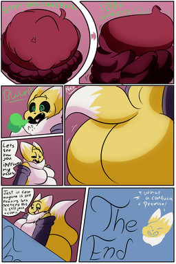 anthro burp_cloud burping butt female internal organs solo stomach text vore the_hookaloof bandai_namco digimon poly_(hookaloof) digimon_(species) renamon 2:3 absurd_res english_text hi_res