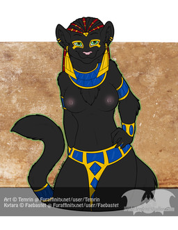 2014 anthro beige_nipples black_fur bracelet breasts cat clothing ear_piercing egyptian faebastet feline female fluffy fur gem gold green_eyes hair jaguar jewelry looking_at_viewer mammal multi-colored_hair necklace nipples nude panther piercing pinup red_hair smile solo temrin
Rating: Questionable
Score: 6
User: Questionable_Hybrid
Date: April 12, 2014