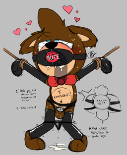 abdominal_bulge anthro armwear bdsm blush bodily_fluids body_writing bondage bound chastity_cage chastity_device clothing cock_gag cum deep_throat gag genital_fluids knock-kneed large_penetration latex latex_armwear latex_clothing latex_legwear legwear male oral oral_penetration penetration permanent_chastity_device questionable_consent rope solo sweat text thong underwear young conditional_dnp olly oliver_masthay teddy_bear_(species) absurd_res english_text hi_res adult_(lore)