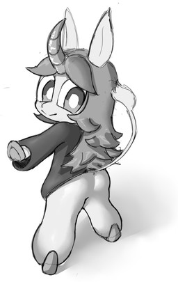 anthro big_eyes bottomless clothed clothing female fur hair hooves horn loli tail young young_female punishedtooner mythology roblox toons_universe phantasia_(toon's_universe) equid equine mammal mythological_creature mythological_equine unicorn absurd_res hi_res monochrome