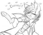 bat_wings belly_rub blush clothing disembodied_hand duo fangs female feral footwear fur hair happy heart_symbol legwear membrane_(anatomy) membranous_wings open_mouth sharp_teeth smile socks solo_focus teeth tongue wings replica_(artist) hasbro my_little_pony fan_character nolegs_(oc) bat_pony equid equine horse mammal pony thestral monochrome sketch