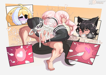 big_breasts black_tail bodily_fluids breast_grab breast_squish breasts clothing cum cum_inflation cum_inside duo female female_penetrated fishnet_clothing genital_fluids hand_on_breast huge_breasts impregnation inflation legwear looking_pleasured male male/female male_penetrating male_penetrating_female nude on_top onomatopoeia penetration sex sound_effects splurt squish stockings sweat tail text th3cyclop animal_humanoid canid canid_humanoid canine canine_humanoid humanoid mammal mammal_humanoid wolf_humanoid 2025 absurd_res digital_drawing_(artwork) digital_media_(artwork) english_text hi_res