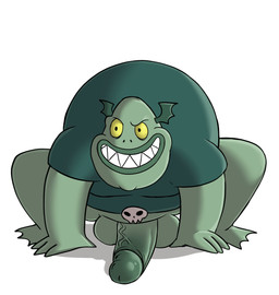 anthro balls bottomless bottomless_anthro bottomless_male clothed clothing genitals glans green_balls green_body green_clothing green_glans green_penis green_shirt green_topwear humanoid_genitalia humanoid_penis male overweight overweight_anthro overweight_male penis shirt simple_background solo teeth topwear vein veiny_penis white_background ofstrial disney star_vs._the_forces_of_evil buff_frog_(svtfoe) amphibian frog absurd_res hi_res
